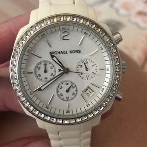 Michael Kors chronograph watch in off white color
